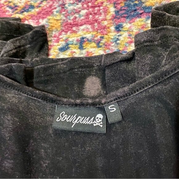 SOURPUSS Mineral Snow Washed Black Skater Dress cottage-core SMALL / MEDIUM EUC - Picture 9 of 13